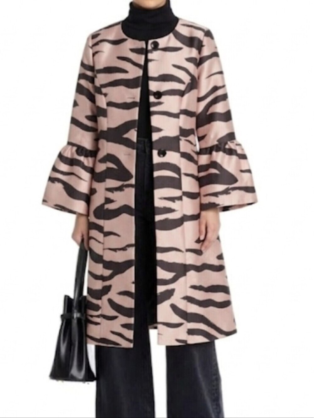 Ashro Women's Med Tiger Stripe Bell Sleeve Jacket Dress Lightly Lined NWT $150